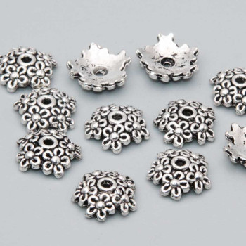 Coppette in zama fiore decorato 10 mm conf. 50 pz