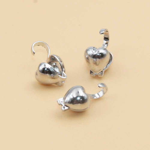 Copri nodo cuore White gold plated 14kt 5 mm 10 pz