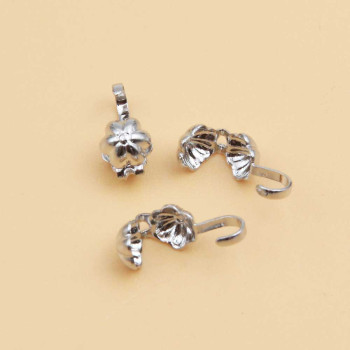 Copri nodo fiore White gold plated 14kt 5 mm 10 pz