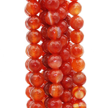 Corniola striata tonda sfaccettata 8 mm filo 40 cm