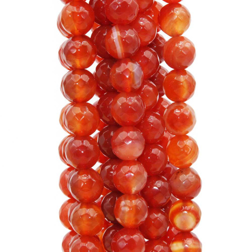 Corniola striata tonda sfaccettata 8 mm filo 40 cm