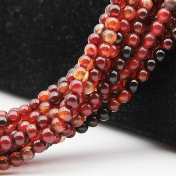 Corniola striata 4 mm tonda liscia 4 mm filo 40 cm