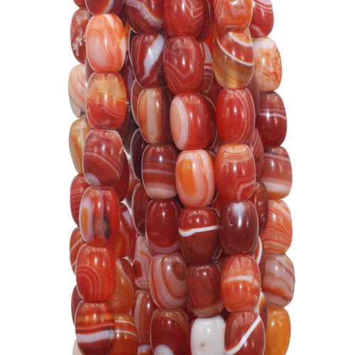 Corniola striata barilotto liscio 14x9 mm filo 40 cm