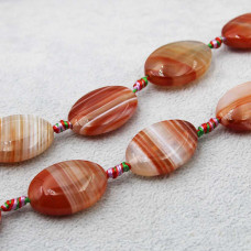 Agata striata liscia ovale piatta su due lati 30x20 mm 2 pz Agata striata liscia ovale piatta su due lati 30x20 mm 2 pz