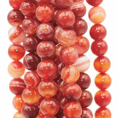 Corniola tonda liscia striata 10 mm filo 40 cm