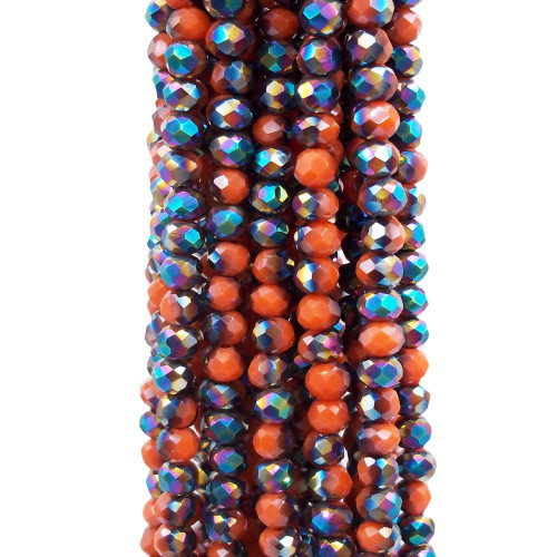 Cristalli rondella bicolore arancio verde A/B 4.2x3.2 mm filo 