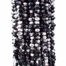 Cristalli rondella neri/argento 4x3 mm filo 40 cm Cristalli rondella neri/argento 4x3 mm filo 40 cm