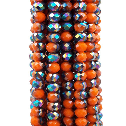 Cristalli rondella bicolore arancio e verde A/B 5.8x4.7 mm filo 