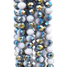 Cristalli rondella bicolore bianco e verde 5.9x4.9 mm filo Cristalli rondella bicolore bianco e verde 5.9x4.9 mm filo