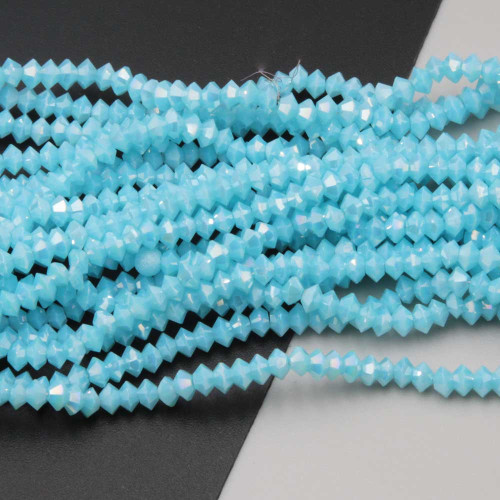 Cristalli bicono 4x3 mm azzurri a/b filo 40 cm