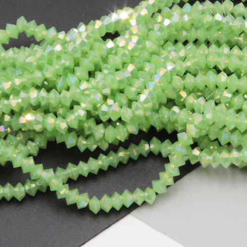 Cristalli bicono 4x3 mm light green a/b filo 40 cm