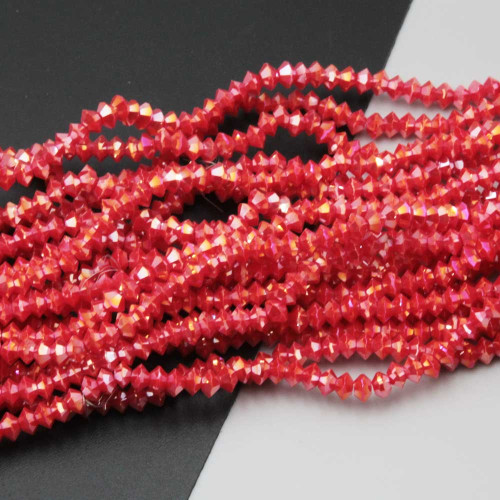 Cristalli bicono 4x3 mm rossi a/b filo 40 cm