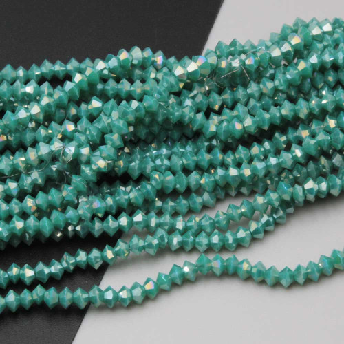 Cristalli bicono 4x3 mm turchese a/b filo 40 cm