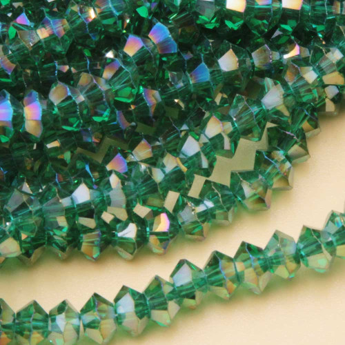 Cristalli bicono 6 mm green a/b filo 40 cm