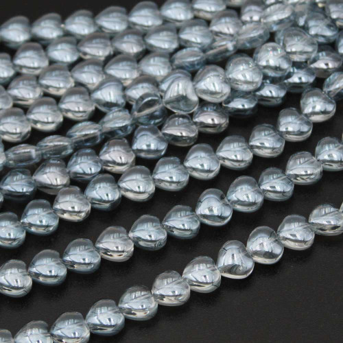 Perline cristalli cuore 8 mm celeste chiaro filo 35 cm