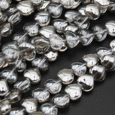 Perline cristalli cuore 8 mm grigi filo 35 cm