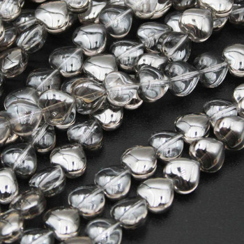 Perline cristalli cuore 8 mm grigi filo 35 cm