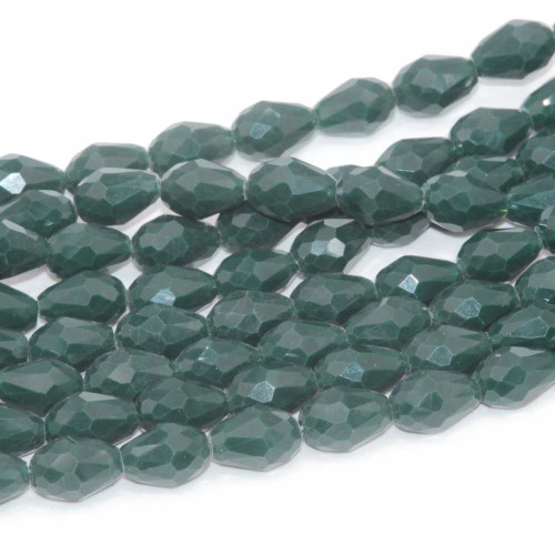 Cristalli gocce verde bottiglia 11.5x7.5 mm sfac. filo 45 cm