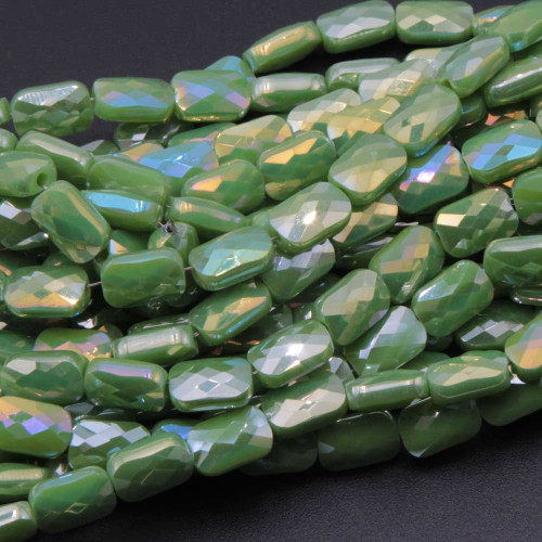 Cristalli rettangolari 9x6 mm gree a/b grado A++ filo 30 cm 34 pz circa