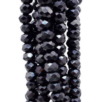 Cristalli rondella 6 mm neri filo 40 cm