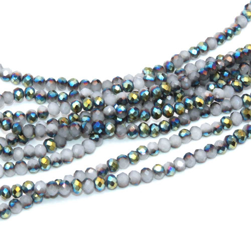 Cristalli rondella 4 mm gray and metallic green filo 40 cm