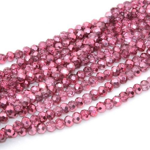 Cristalli rondella 4 mm metallic pink filo 40 cm