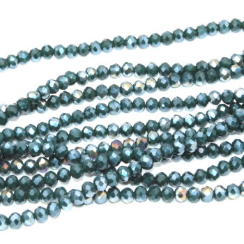 Cristalli rondella 4 mm verde bottiglia filo 40 cm