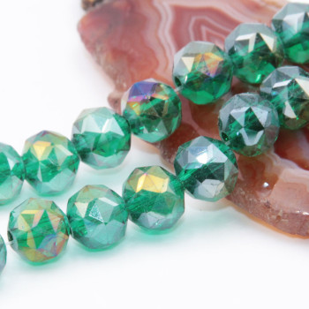 Cristalli tondi diamound cut 8 mm dark green A/B filo 50 cm