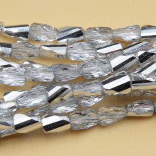 Cristalli rettangolo twister argento A/B 6.5x4 mm filo 55 cm