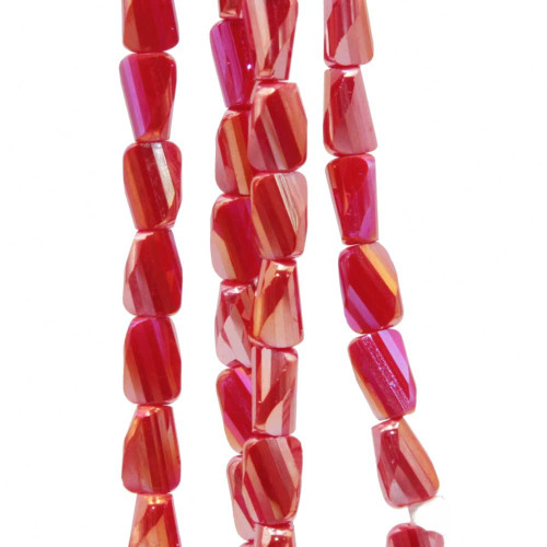 Cristalli rettangolo twister rossi A/B 6.5x4 mm filo 55 cm