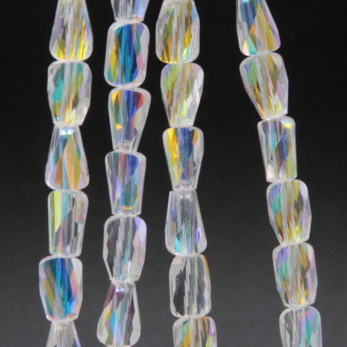 Cristalli rettangolo twister traparenti A/B 6.5x4 mm filo 55 cm