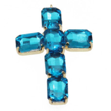Pendente croce con cristalli azzurri 60 mm conf. 1 pz Pendente croce con cristalli azzurri 60 mm conf. 1 pz