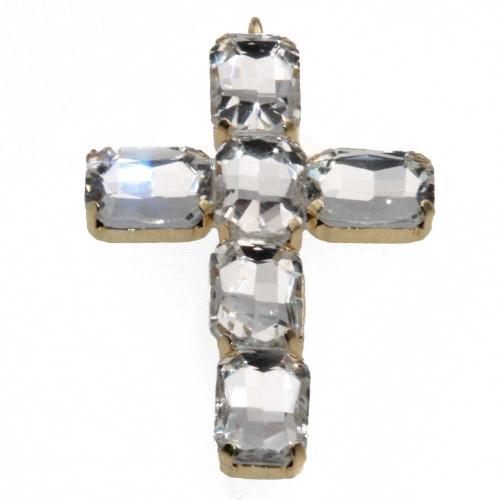 Pendente croce con cristalli bianchi 60 mm conf. 1 pz