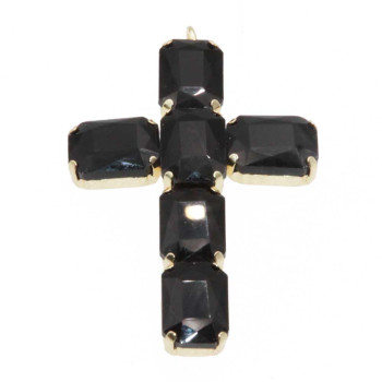 Pendente croce con cristalli incastonati 60 mm conf. 1 pz