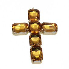 Pendente croce con cristalli oro color 60 mm conf. 1 pz Pendente croce con cristalli oro color 60 mm conf. 1 pz