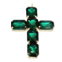 Pendente croce con cristalli smeraldo color 60 mm conf. 1 pz