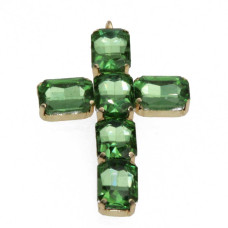Pendente croce con cristalli verdi 60 mm conf. 1 pz Pendente croce con cristalli verdi 60 mm conf. 1 pz