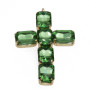 Pendente croce con cristalli verdi 60 mm conf. 1 pz