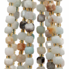 Pietre dure cubi sfac. amazzonite 5 mm grado A+++ filo 40 cm