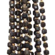 Pietre dure cubi sfac. occhio di falco nero 5 mm grado A+++ filo 40 cm