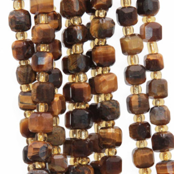 Pietre dure cubi sfac. occhio di tigre 5 mm grado A+++ filo 40 cm