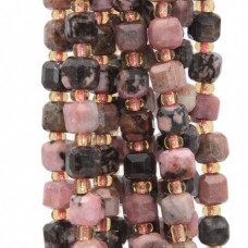 Pietre dure cubi sfac. rodonite 5 mm grado A+++ filo 40 cm Pietre dure cubi sfac. rodonite 5 mm grado A+++ filo 40 cm