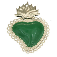 Cuore sacro 90x60 mm verde e oro conf.1 pz Cuore sacro 90x60 mm verde e oro conf.1 pz