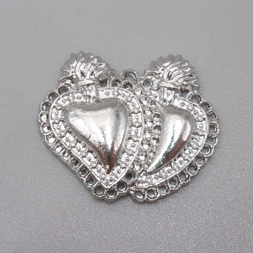 Cuore sacro argentato 24x28 mm 1 pz