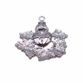 Cuore sacro in ottone rodio 33x30 mm pacco da 1 pezzo