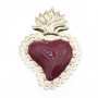 Cuore sacro 90x60 mm bordeaux e oro conf.1 pz