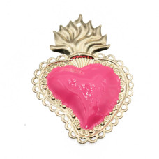 Cuore sacro 90x60 mm oro e rosa conf.1 pz Cuore sacro 90x60 mm oro e rosa conf.1 pz