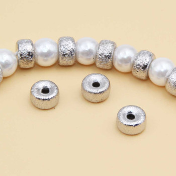 Distanziatori white gold plated rondella diamantata 6x4 mm 20 pz