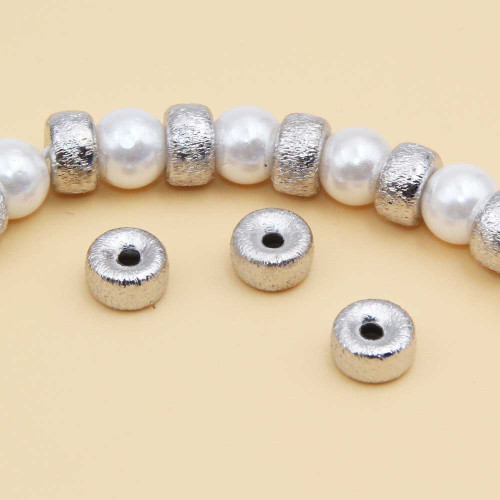 Distanziatori white gold plated rondella diamantata 6x4 mm 20 pz