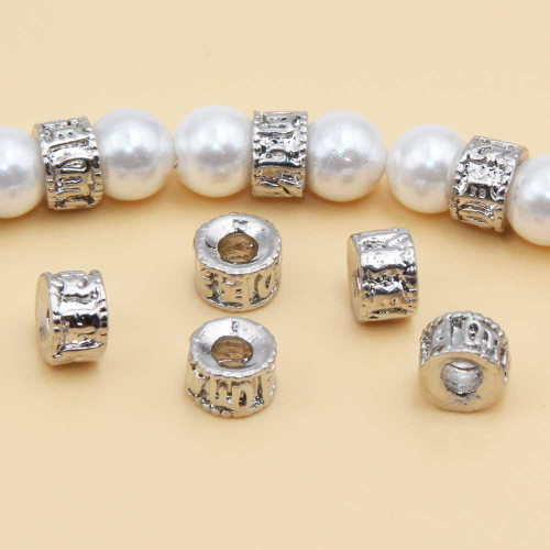 Distanziatori white gold plated rondelle decorate 6x4 mm 25 pz